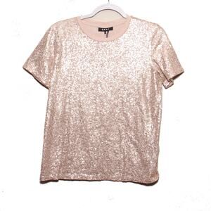 DKNY Pink Sequin Short Sleeve Top Size Medium